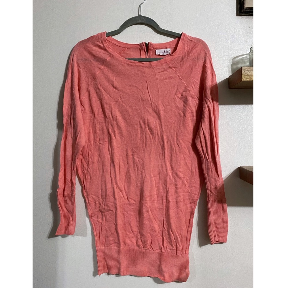 Coral Sweater with Back Zip Detail.